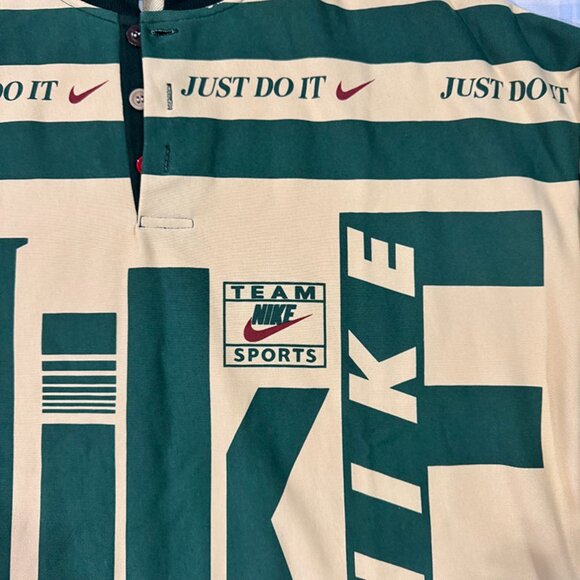 Nike Men's Logo Print Contrast Stripe Long Sleeved Polo Shirt - Picture 3 of 6